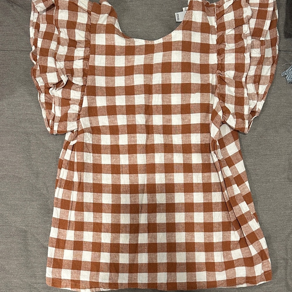 a new day Brown and White Checkered Blouse